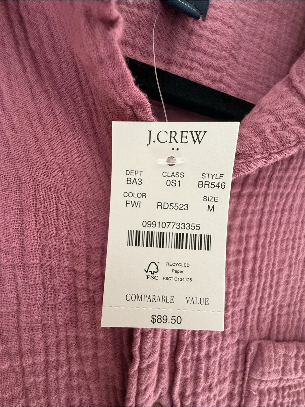 J. Crew Short-Sleeve Button-Down Shirt in Mauve